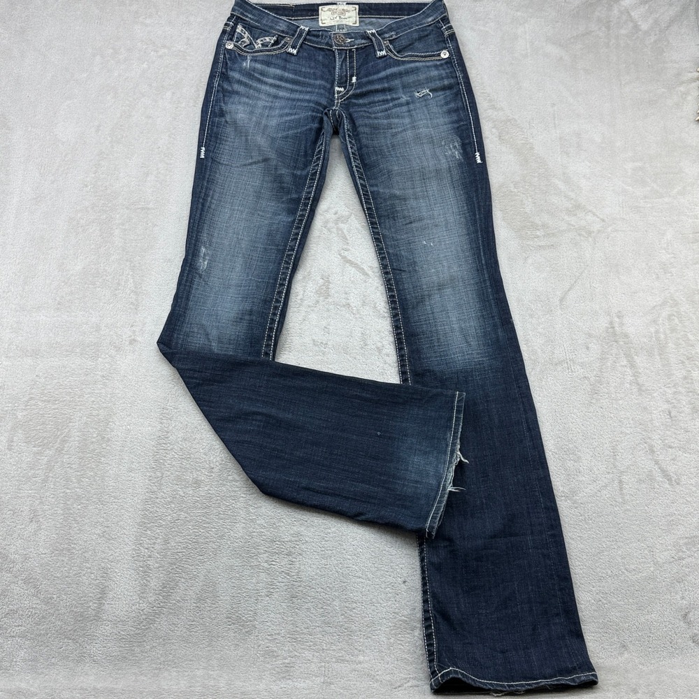 Big Star Liv Bootcut Jeans Womens 27 X Long Dark Wash Heavy Stitch Y2K Western